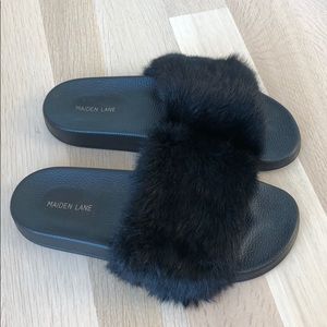 Rabbit fur slides